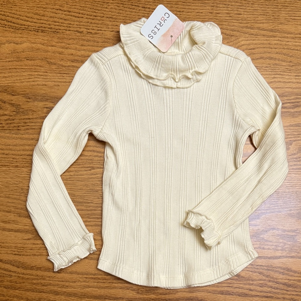 NWT Hatley Cream Ribbed Turtleneck with Lettuce Trim | 3T
